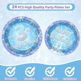 Snowflake Winter Wonderland 3rd Birthday Paper Plates Napkins Forks