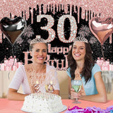 30th Birthday Decorations for Her 49pcs Black Rose Gold Black Happy
