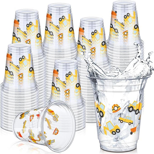 50 Pcs Construction Cups Construction Birthday Party Supplies 12 oz