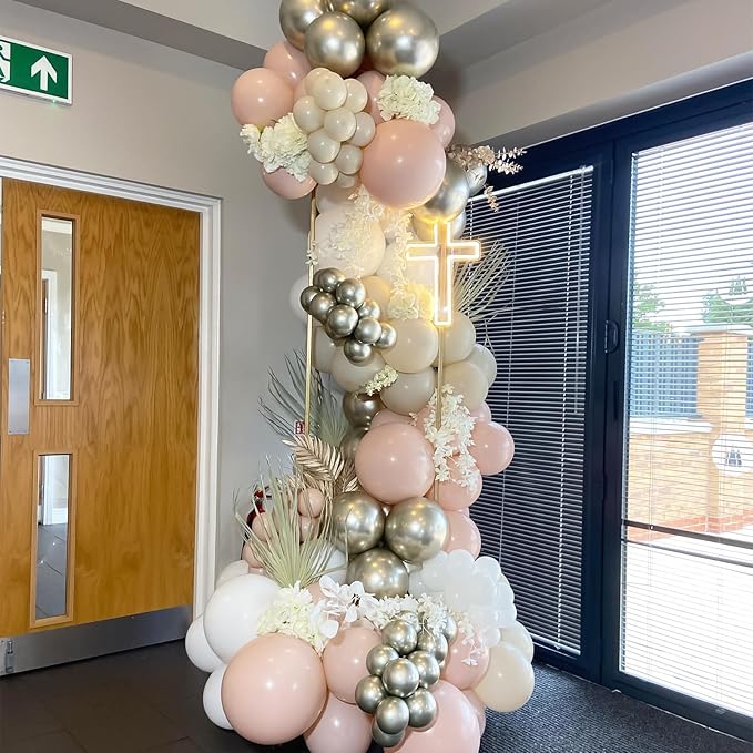 HILAVO Pink and Gold Balloons 12 Inch Pastel Light Baby Pink Double