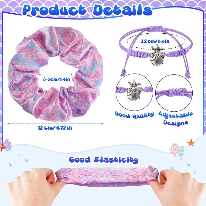 49 Pcs Mermaid Party Favors for Kids Including 12 Mermaid Drawstring