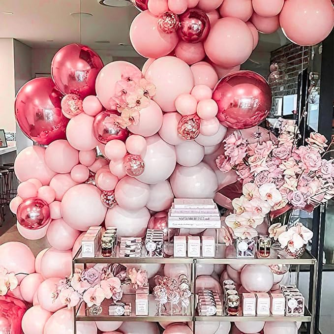 PartyWoo Baby Pink Balloons 140pcs Different Sizes of 18 12 10 5 Inch