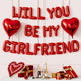 Red Will You Be My Girlfriend Balloons Set Valentines Day Balloon