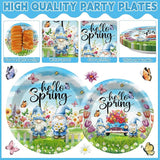 96Pcs Spring Party Supplies Hello Spring Paper Plates and Napkins