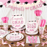 Sunnychicc 168 Pcs Pink Graduation Decorations Pink Bow Class of 2026