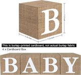 Burlap Print Baby Shower Boxes for Gender Reveal Party Gender