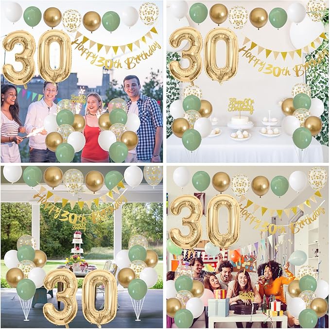 30th Birthday Decorations for Women Men Happy Banner With Cake