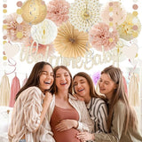Champagne Gold Boho Baby Shower Party Decoration Welcome Baby Banner