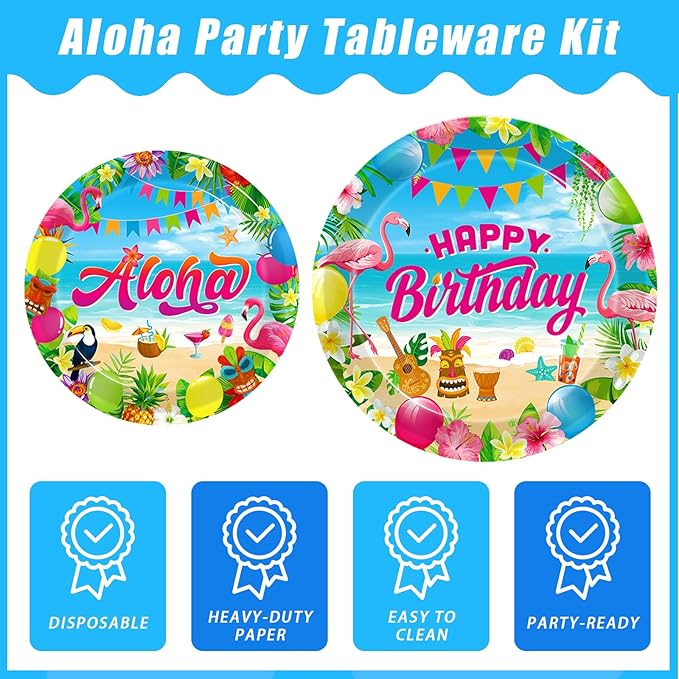 96 Pcs Hawaiian Aloha Party Decorations Supplies Luau Tropical