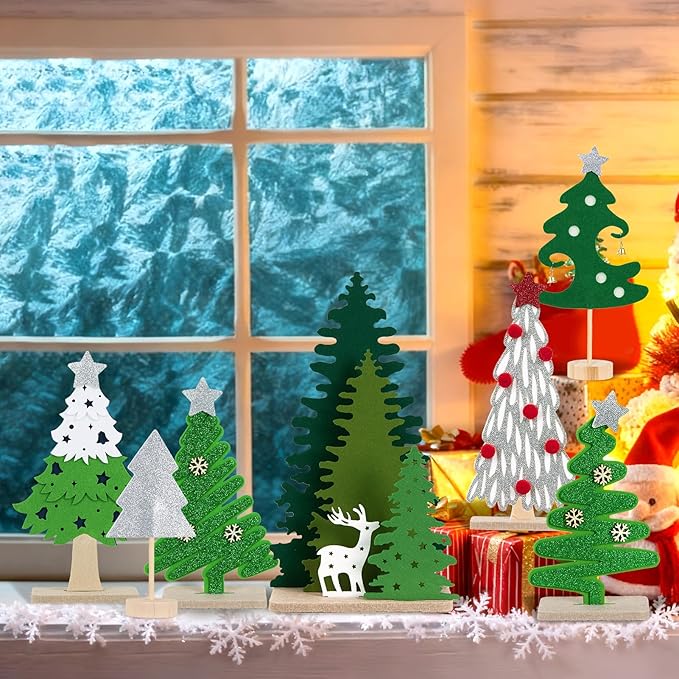 Christmas Table Decorations 7PCS Mini Christmas Trees Felt