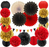Red Black Gold Casino Theme Party Decorations 20pcs Game Night Paper