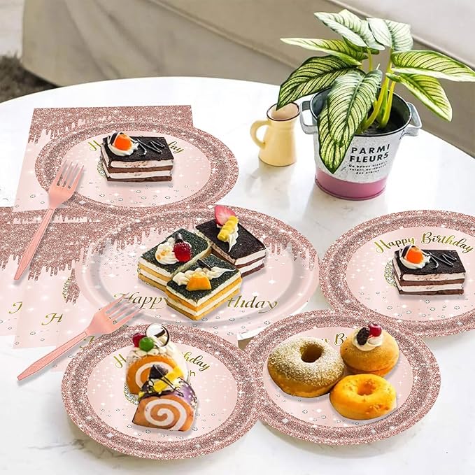 24 Sets 80th Rose Gold Birthday Party Decrations for Women 80