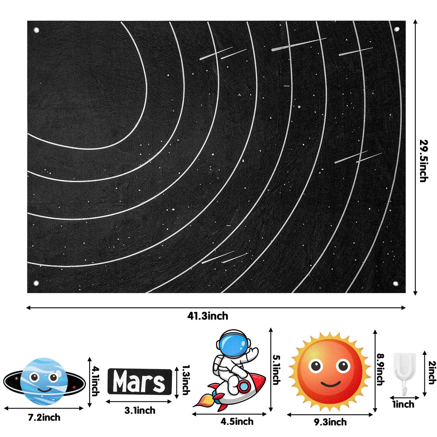 WATINC 44Pcs Outer Space Felt Story Board Set 3.5 Ft Solar System