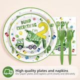96Pcs Trash Truck 2nd Birthday Party Decoration Green Garbage Truck