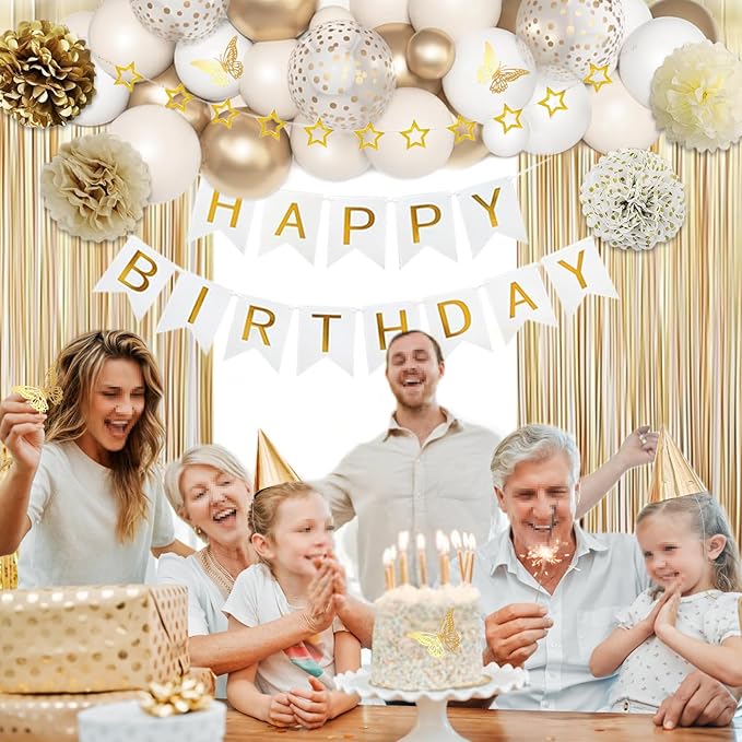 Sweet Birthday Decorations for Women, White Sand Beige Cream Neutral