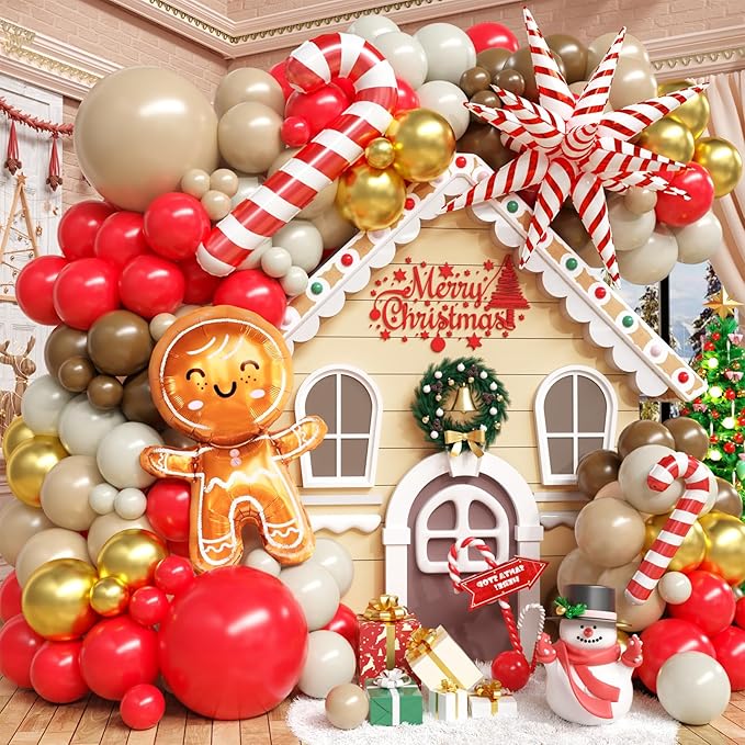 Christmas Balloon Arch Kit Xmas Beige Red Balloon Garland Apricot