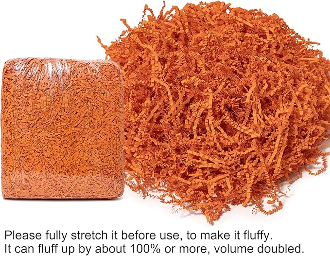 Mefleet 2 LB Crinkle Cut Paper Shred Filler Orange Crinkle Shredded