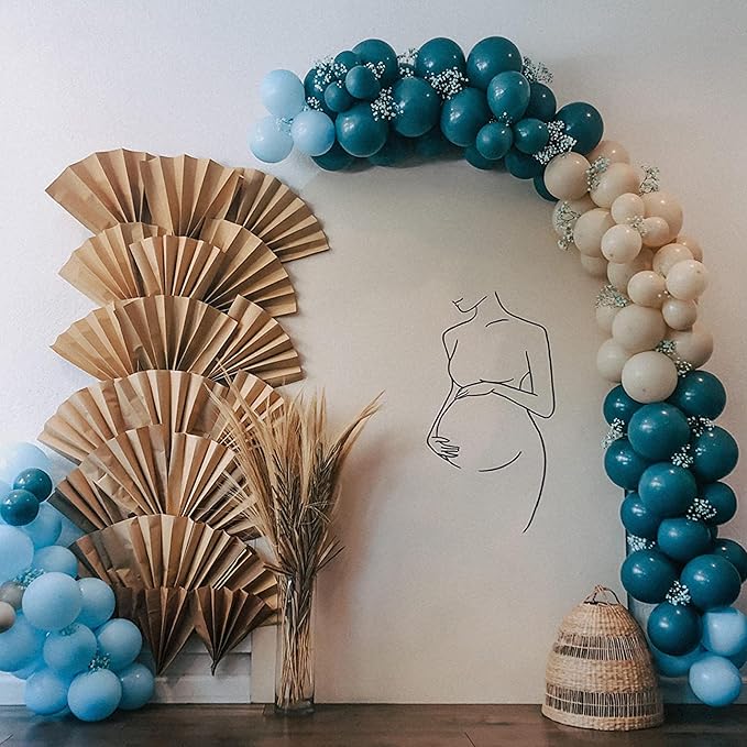 Togvu Dusty Blue Balloon Set, 60 Packs 12 Inches Metallic Chrome Gold
