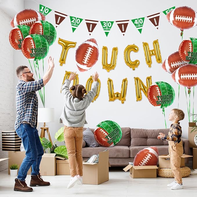 Football Party Supplies Kit Touchdown Letter Balloon Goal Post &