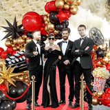 Movie Night Balloon Arch Garland Kit with Red Black and Gold Balloons