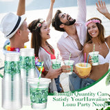 50 Pack Hawaiian Luau Party Decorations Cups with Straws Tropical