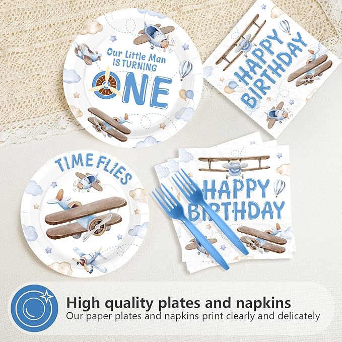 96Pcs Time Flies 1st Birthday Party Decorations Airplane 1st