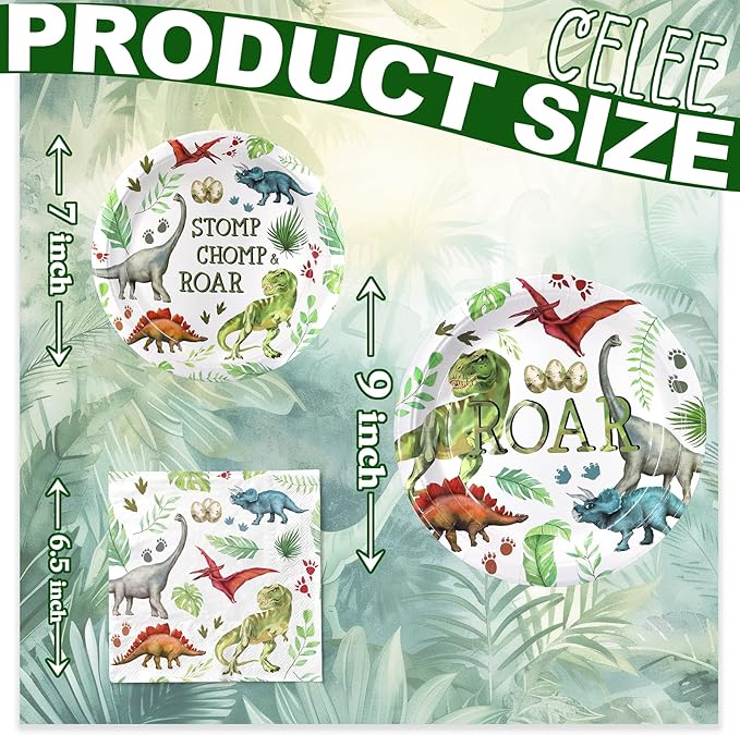 40 Guests Dinosaur Party Decorations Set Dino Birthday Plates and