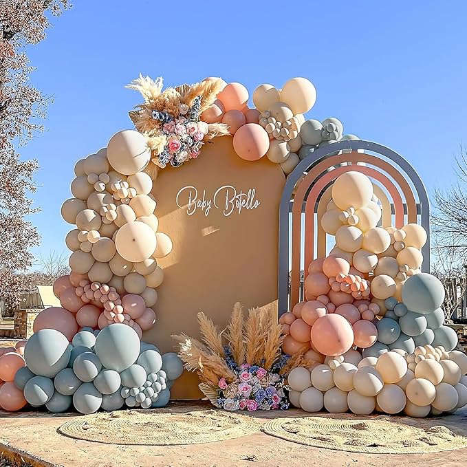 Gender Reveal Balloon Arch Kit 139Pcs Dusty Pink and Fog Blue
