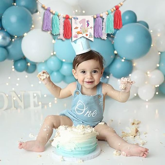 Oneder The Sea High Chair Banner Under The Sea Themed First Birthday