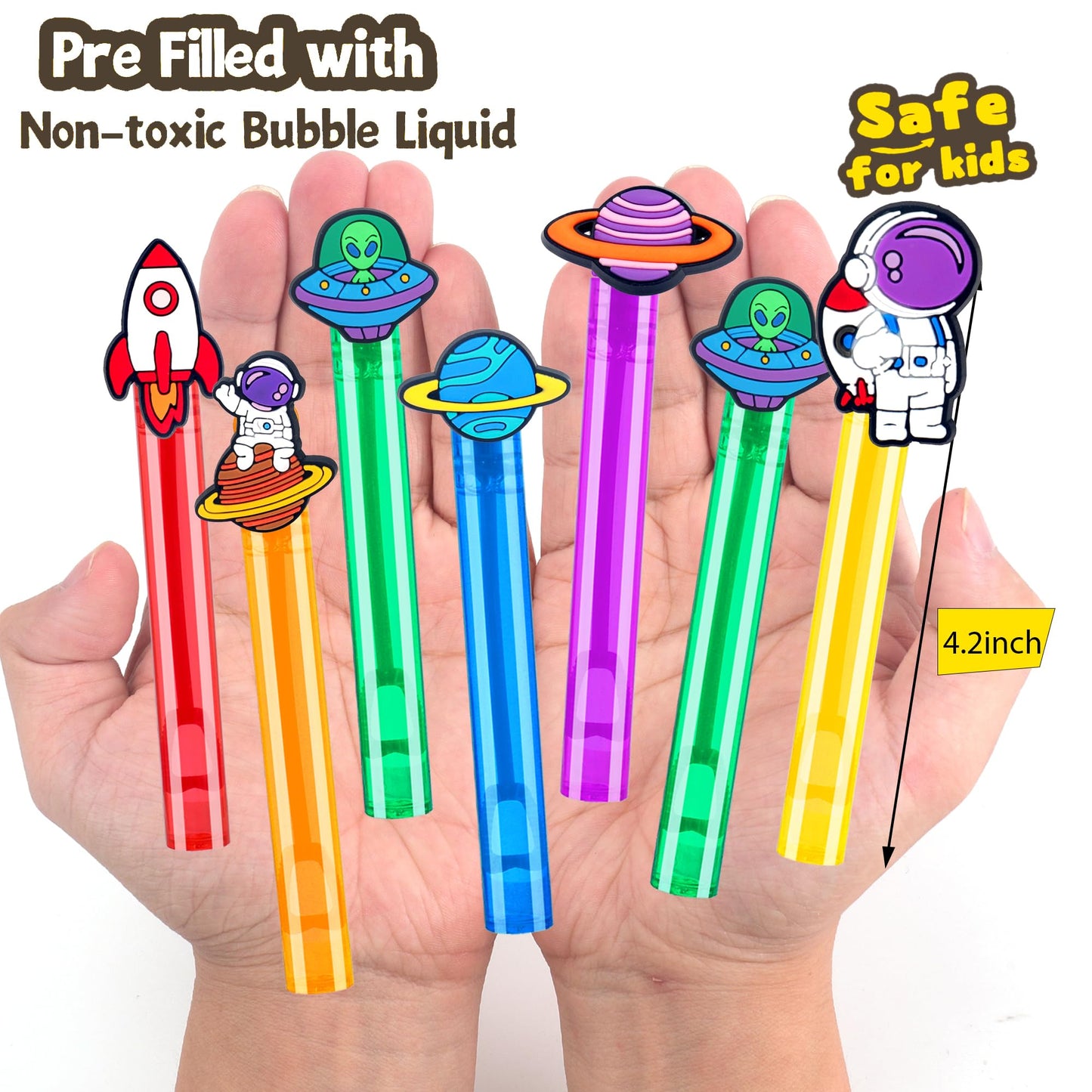 24Pcs Space Bubble Wands for Kids Astronaut Party Favors Supplies