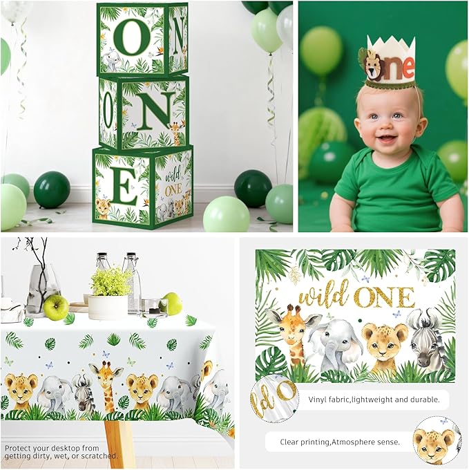 Cocomigo 248pcs Wild One Birthday Decorations for Boy Complete Wild
