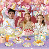 146Pcs Unicorn Plates and Napkins Party Supplies Includes Plates