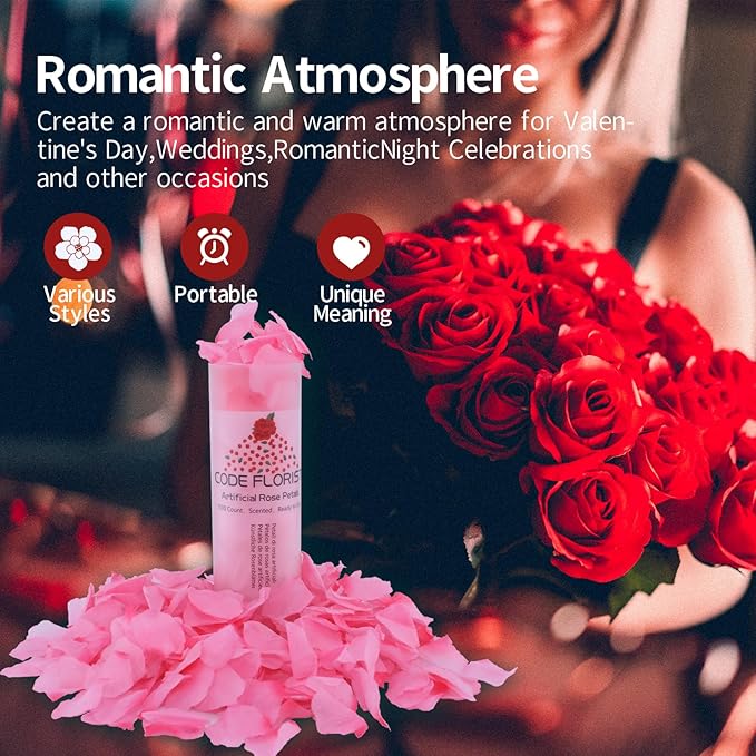 CODE FLORIST 1500 PCS Silk Rose Petals for Valentine's Day,Fake Rose #