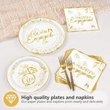 96Pcs Happy Engagement Party Supplies White Gold Diamond Ring Plates