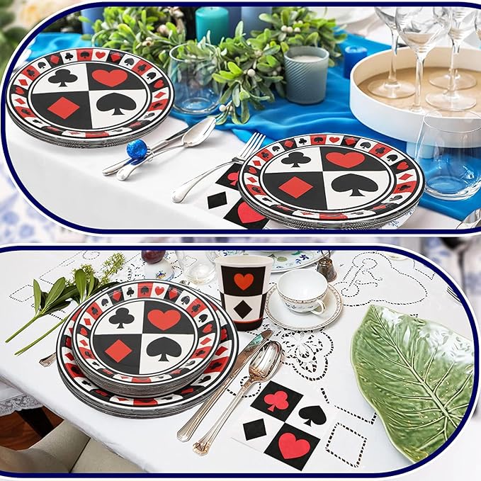 150Pcs Casino Poker Party Supplies 9 & 7 Poker Paper Plates &