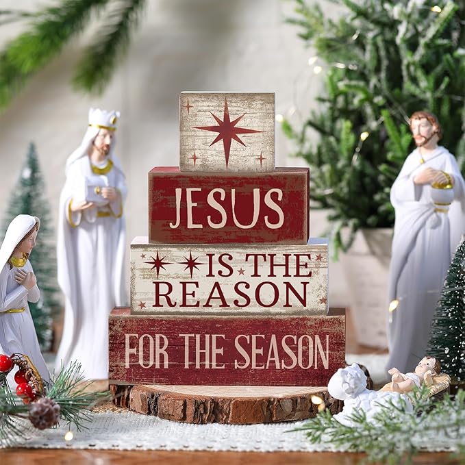 4 Pcs Christmas Table Decoration Jesus Decor Christmas Tiered Tray