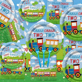 81Pcs Train 2nd Birthday Decorations Including Paper Plates Napkins