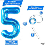 KatchOn, Giant Blue Five Balloon Number - 40 Inch | Number 5 Balloon,