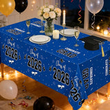 QZYL 4 Pack Graduation Tablecloth, 54" x 108" Blue Graduation Table