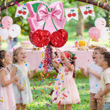 WERNNSAI Cherry Piñata - Pink Bow Party Decorations Cherry Bow piñata