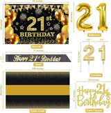 21st Birthday Decorations for Him Her with Banner Black and Gold