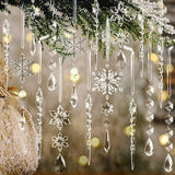 18pcs Christmas Tree Decoration Crystal Ornaments - Hanging Acrylic Ch