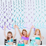 36 Pcs Mermaid Hanging Swirl Decorations Teal Purple Felt Swirl