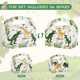 DjinnGlory 36 Pack Dinosaur ROAR Treat Boxes Gable Boxes Party Favor
