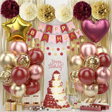 Burgundy Rose Gold Birthday Party Decorations 12INCH Wine Red Maroon
