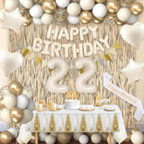 22nd Birthday Decorations for Women, White and Gold 22 Boho Birthday