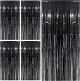 Black Party Streamers Foil Fringe Backdrop Curtains Tinsel Streamers #