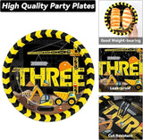 100 Pcs Construction Plates and Napkins Set 3rd Birthday Party