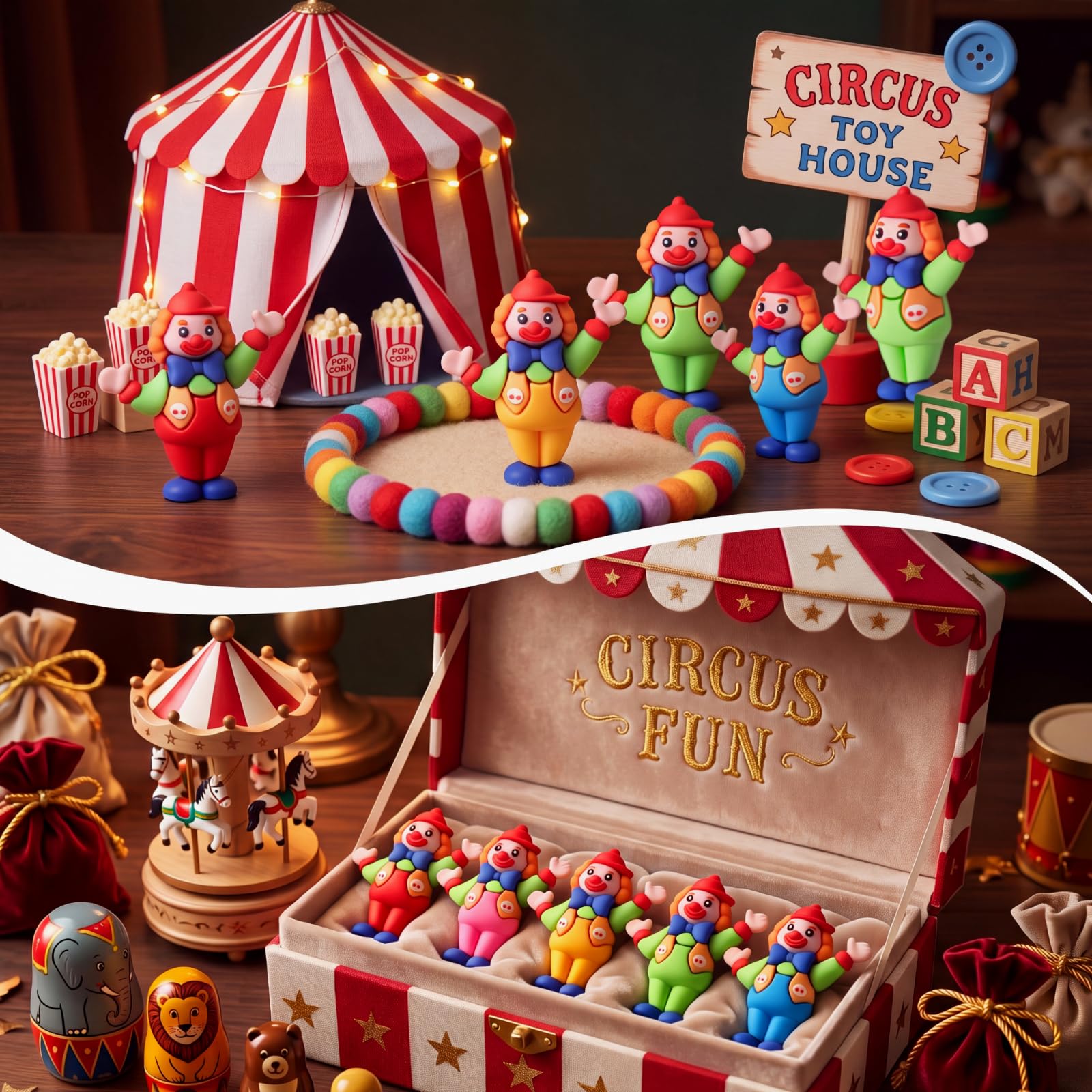 Soulchen 100 Pcs Tiny Clown Figurines Clown Figurines Statues Funny