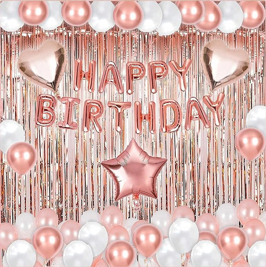 Rose Gold Birthday Party Decorations Kit 50 Piece Set Happy Birthday